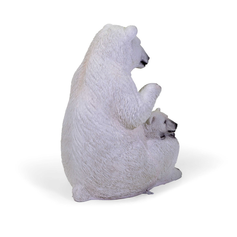 Orso resina bianco con cucciolo cm55x48h75
