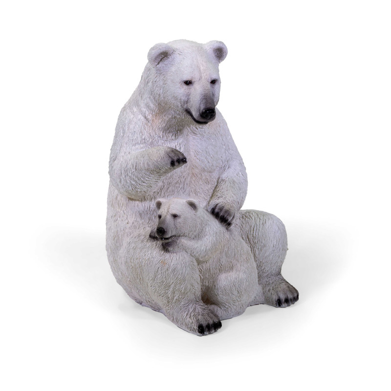 Orso resina bianco con cucciolo cm55x48h75