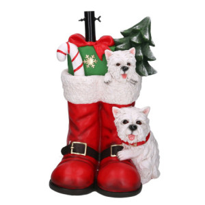 Base albero max h210 resina stivali rosso con cagnolini