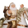 Babbo natale resina su cavallo a dondolo oro cm58x18h52
