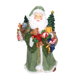 Babbo natale resina con regali verde cm22x16h38