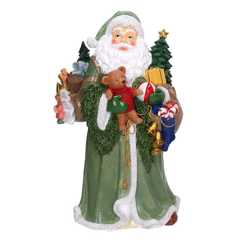 Babbo natale resina con regali verde cm22x16h38