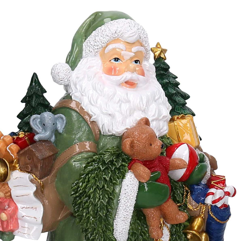 Babbo natale resina con regali verde cm22x16h38