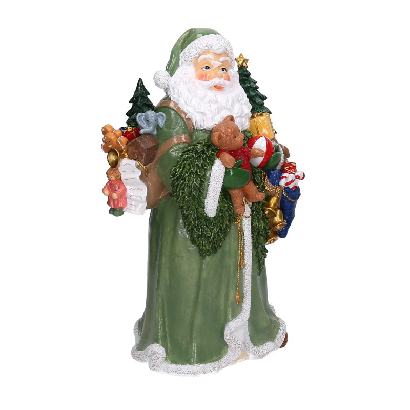 Babbo natale resina con regali verde cm22x16h38