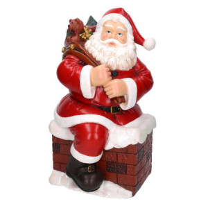 Zoom Babbo natale resina in camino rosso cm28,5x32h50,5