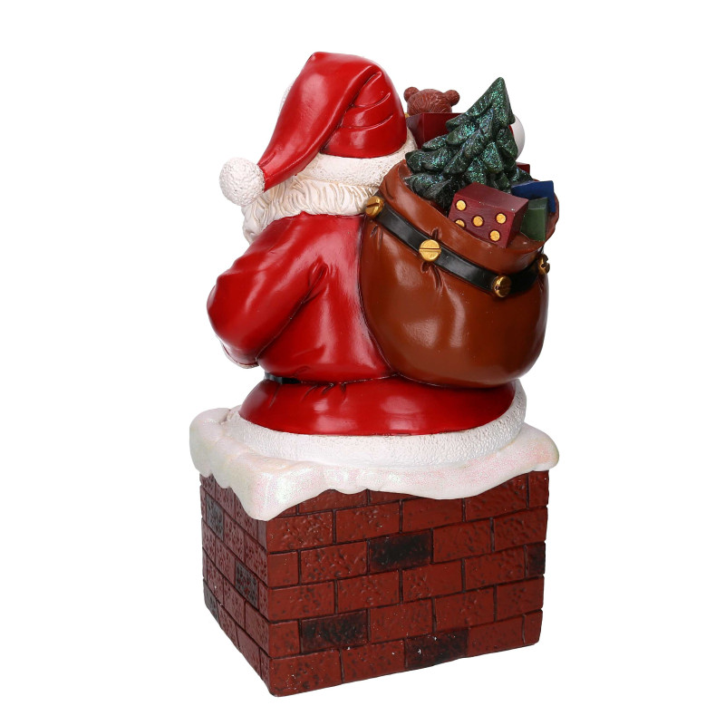Babbo natale resina in camino rosso cm28,5x32h50,5