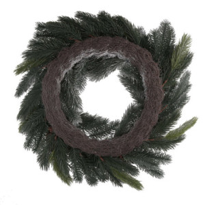 Zoom Coroncina plastica con pigne innevato verde cm ø61x16,5