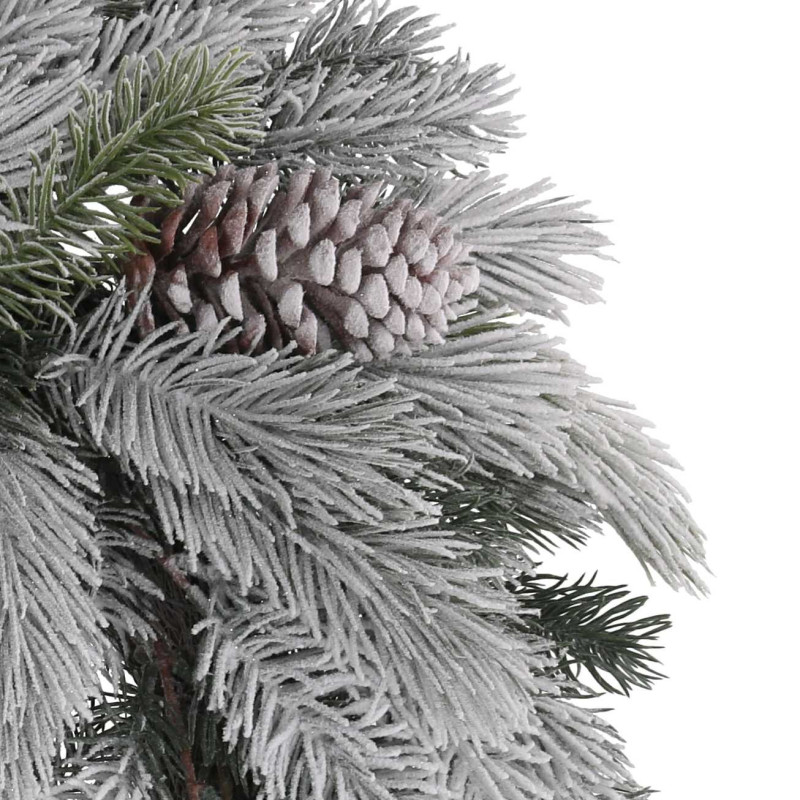 Coroncina plastica con pigne innevato verde cm ø61x16,5