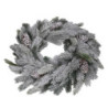 Coroncina plastica con pigne innevato verde cm ø61x16,5