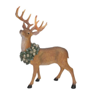 Renna resina naturale con ghirlanda pigne cm39,5x19,5h52,5