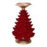 Portacandele resina albero oro floccato rosso cm20,5x19h35,5