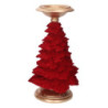 Portacandele resina albero oro floccato rosso cm20,5x19h35,5