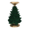 Portacandele resina albero oro floccato verde cm20x19h36