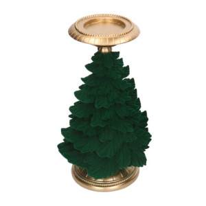 Zoom Portacandele resina albero oro floccato verde cm20x19h36