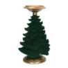 Portacandele resina albero oro floccato verde cm20x19h36