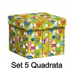 Scatola cartone 1-5 gufi quadra cm27,7x27,7h19,3