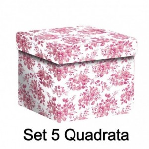 Scatola cartone 1-5 rose rosa quadra cm27,7x27,7h19,3