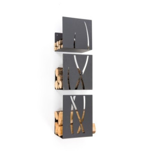 Portalegna Fuoco trio in acciaio - Made in Italy