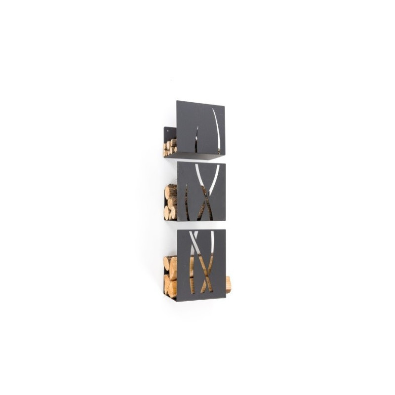 Portalegna Fuoco trio in acciaio - Made in Italy