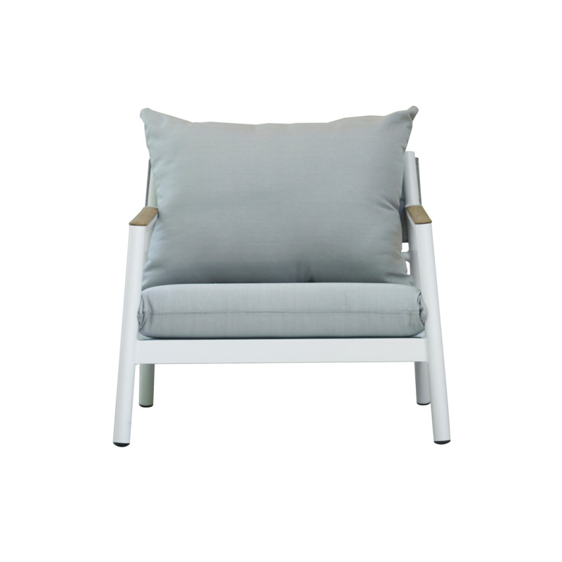 Set Cassis Moia alluminio bianco e teak salotto giardino moderno