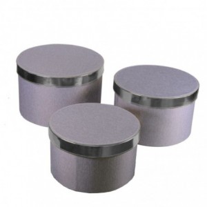 Scatola tessuto 1-3 grigio e argento tondo cmø36h23