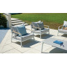 Set Cassis Moia alluminio bianco e teak salotto giardino moderno