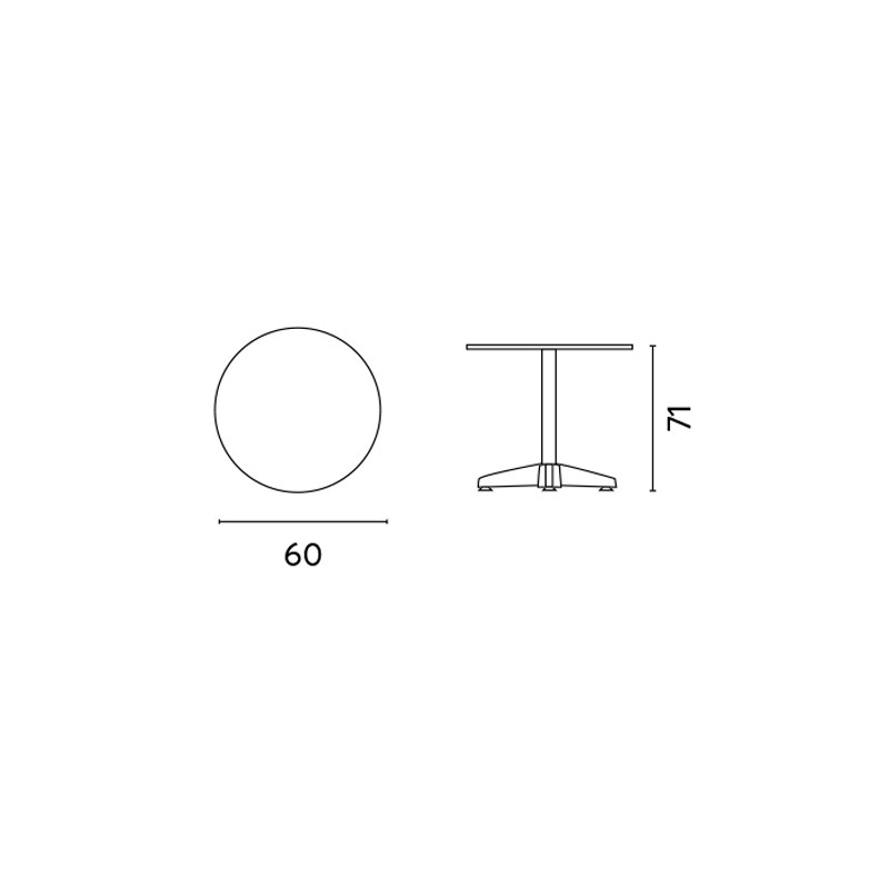 Tavolo Contract MOIA tondo in alluminio e acciaio Ø60 cm