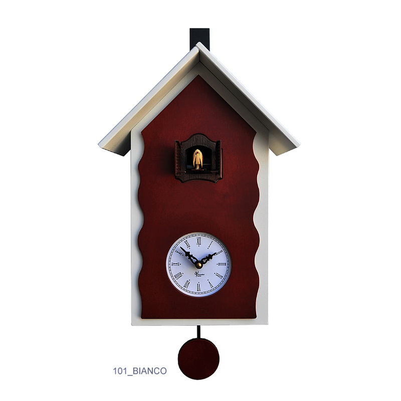 Orologio con cucù con cassa laccata e pannello betulla Made in Italy