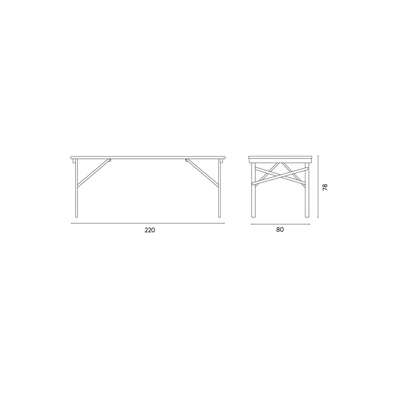Tavolo birreria Moia 220x80 cm legno massello robusto da giardino