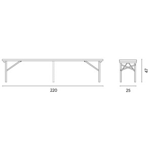 Zoom Set di due panche MOIA birreria, 220 x 24 x 48 cm