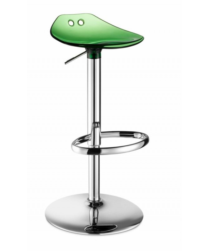 Sgabello Frog Up in policarbonato e acciaio cromato Made in Italy