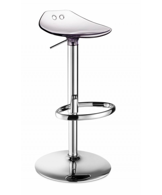 Sgabello Frog Up in policarbonato e acciaio cromato Made in Italy