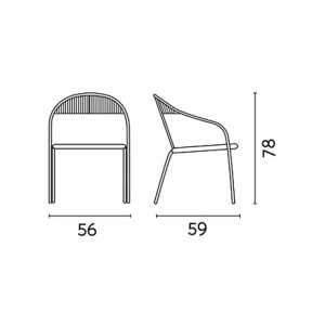 Zoom Set di due Sedie MOIA Contract bianco con corda sintetica color paglia