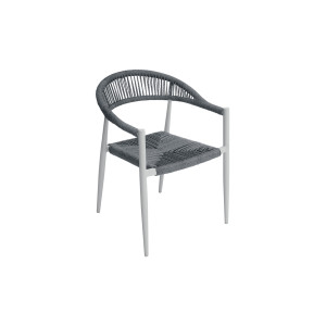 Set 2 sedie Moia Contract bianco corda grigia da giardino
