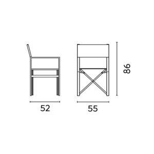 Zoom Set Di 4 Sedie Regista Alu Tortora/Text Tortora Moia