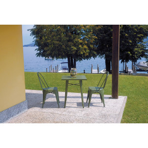 Zoom Set Di 4 Sedie Lamiera Impilabile Verde Militare Moia