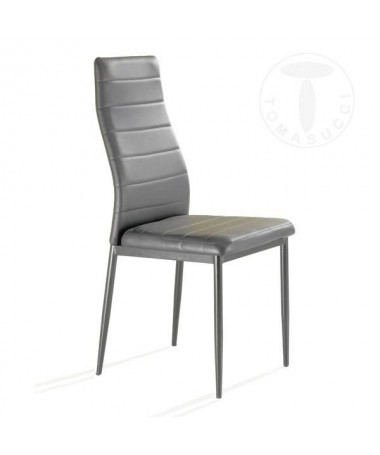 Sedia in pelle ecologica Camaro - grigio - set da 4