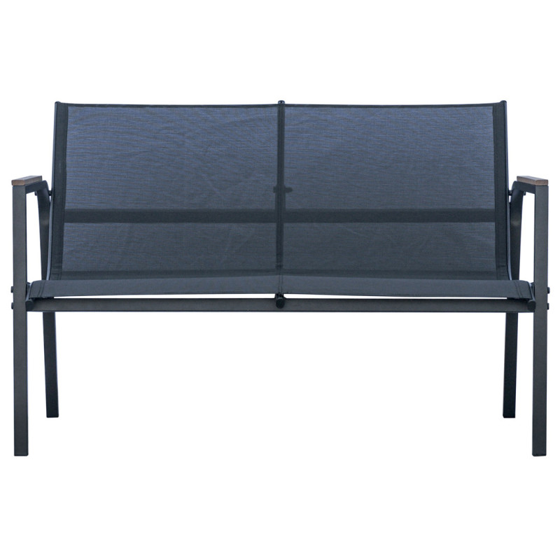 Salotto Tarquinia Tavolo Rettangolare In Ferro Antracite E Textilene Nero + Resin Wood Moia