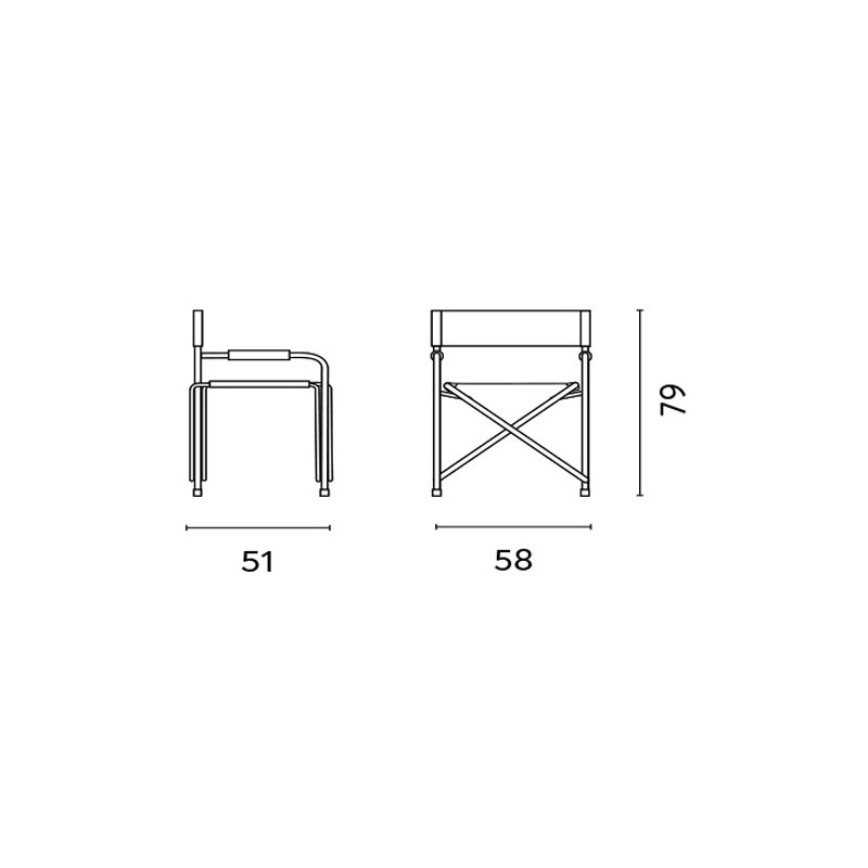 Set di 6 Sedie Regista Pieghevole Alluminio /poli Avorio Moia