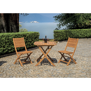 Set Tavolo Piombino + 2 Sedie Pietrasanta In Acacia Pieghevole Senza Braccioli Moia
