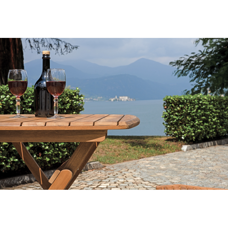 Set Tavolo Piombino + 2 Sedie Pietrasanta In Acacia Pieghevole Senza Braccioli Moia