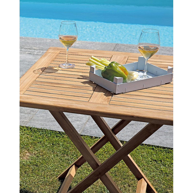 Set Tavolo Vulcano + 2 Sedie pieghevole Salina MOIA in teak