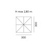 Ombrellone 3x3m palo centrale antracite poliestere ecru Moia