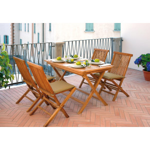 Set Tavolo Lipari + 4 Sedie pieghevole Salina MOIA in teak
