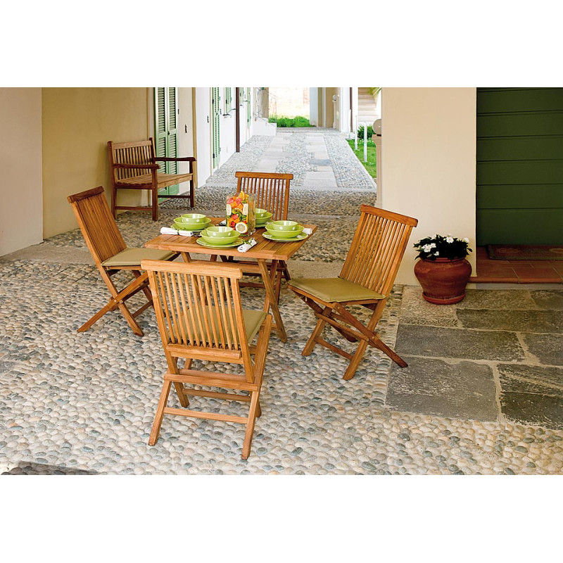 Set Tavolo Lipari + 4 Sedie pieghevole Salina MOIA in teak