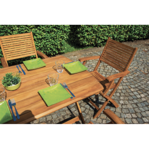 Set Tavolo Piombino + 2 Sedie Pietrasanta In Acacia Pieghevole Con Braccioli Moia