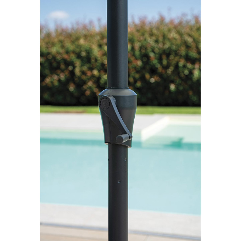 Ombrellone 3x3m palo centrale antracite poliestere ecru Moia