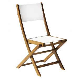 Zoom Set Tavolo Piombino + 2 Sedie Venturina In Acacia Pieghevole Con Textilene Senza Braccioli Moia