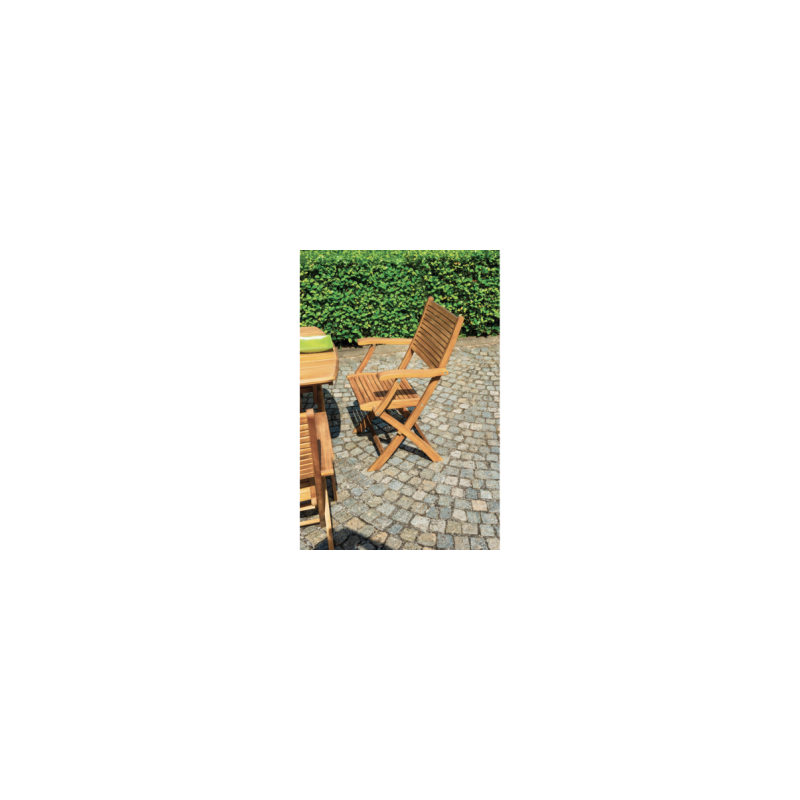 Set Tavolo Castiglione + 4 Sedie Pietrasanta In Acacia Pieghevole Senza Braccioli Moia