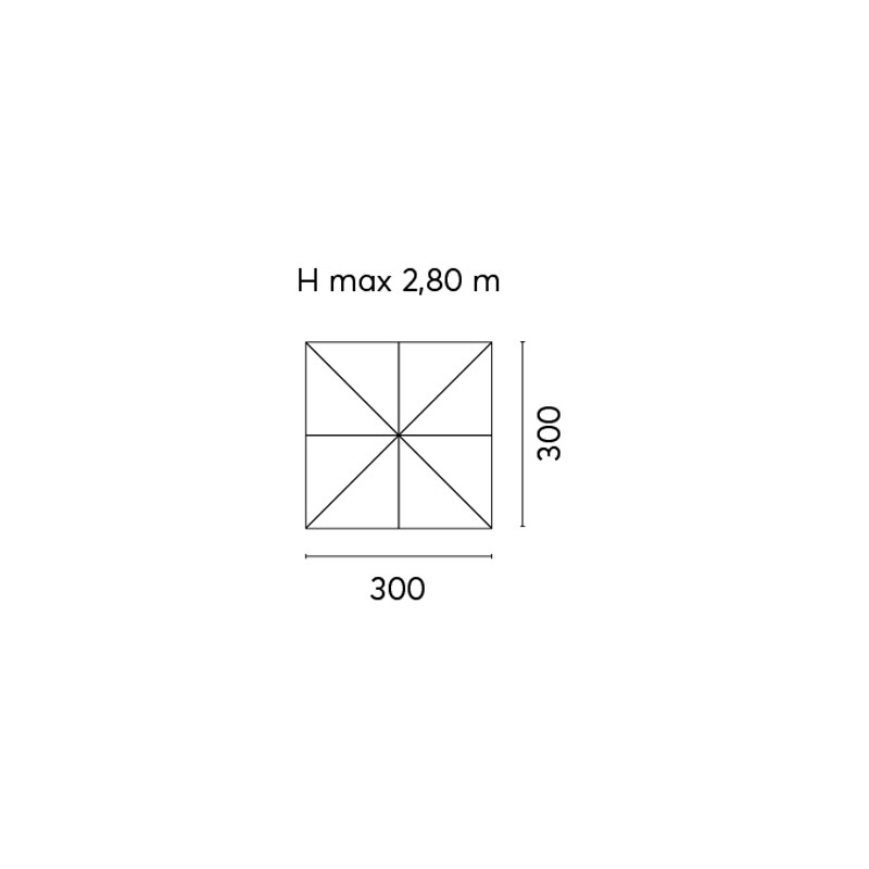 Ombrellone quadrato 3x3m palo centrale antracite ecru Moia